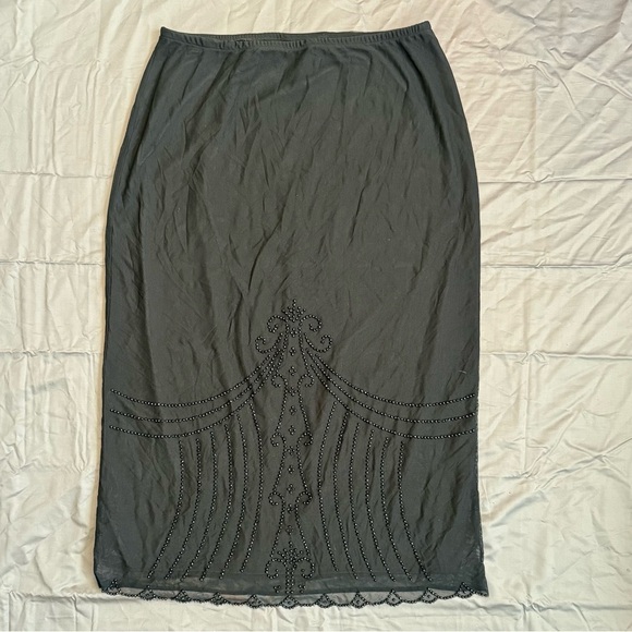 Jessica Dresses & Skirts - Jessica Black Beaded Mesh Midi Skirt Made in Canada